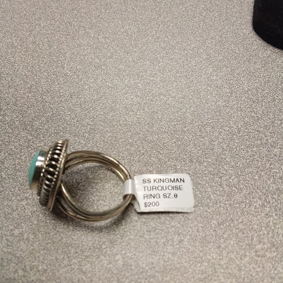 Navajo Handmade Kingman Turquoise Sterling Silver Ring - Picture 5 of 6